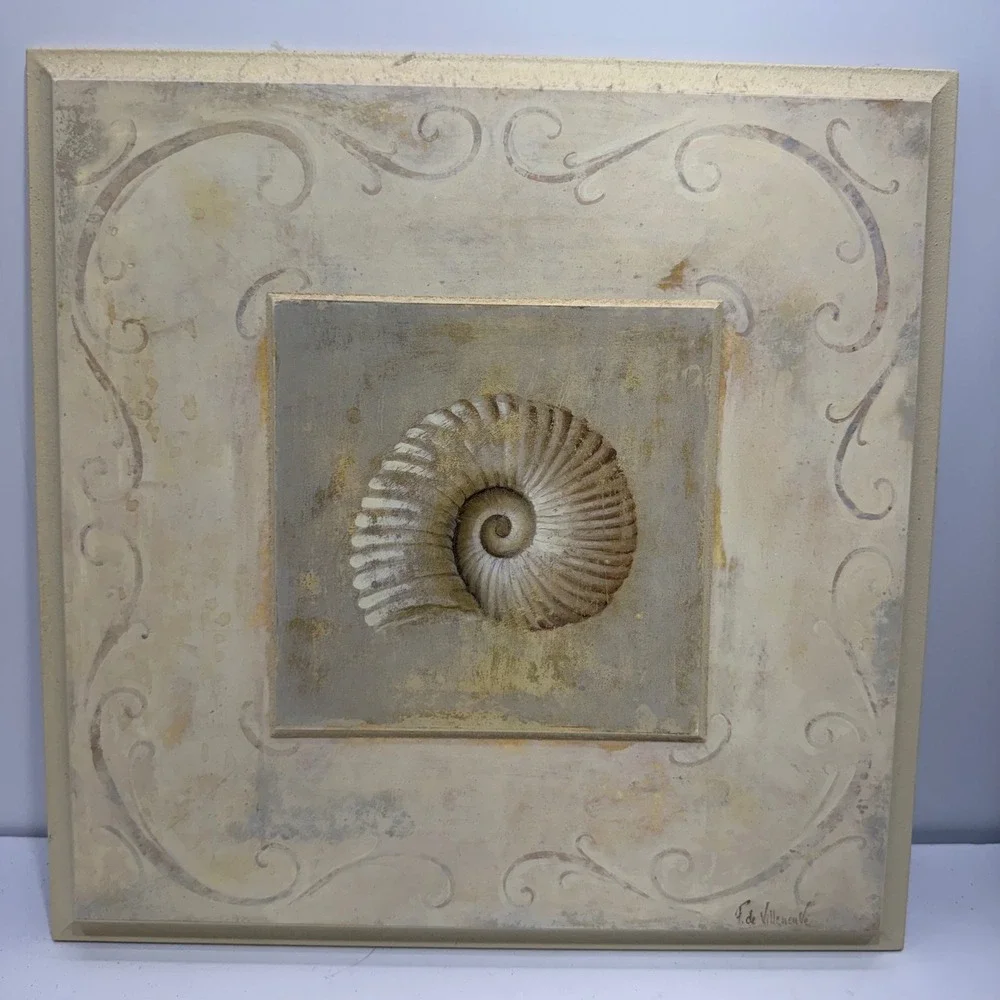 F. de Villeneuve 3D Shell Starfish Wall Art Plaques Set of 2 Cream Tan Canada